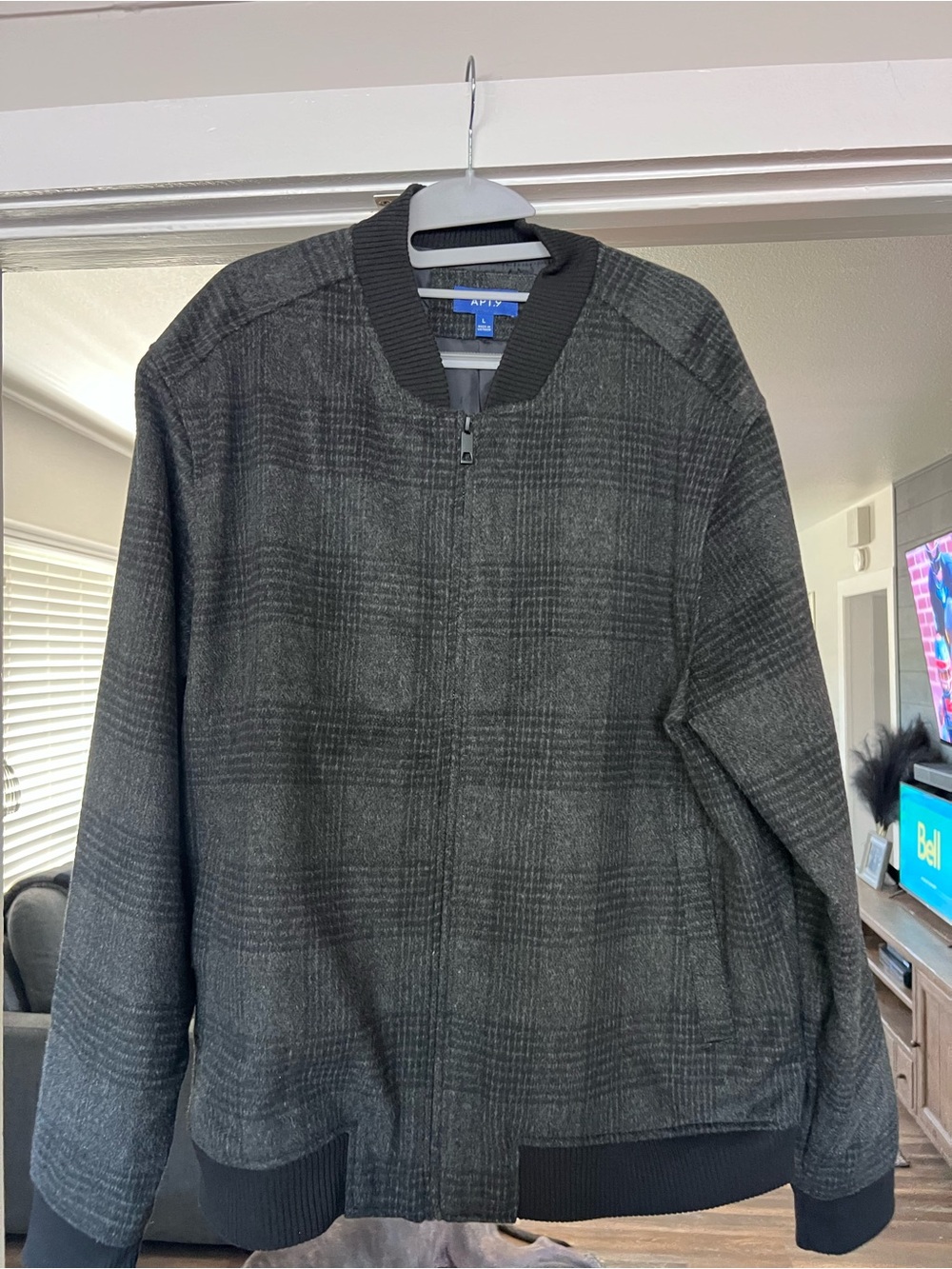 Apt. 9 Men's Dark Charcoal Plaid Wool Jacket